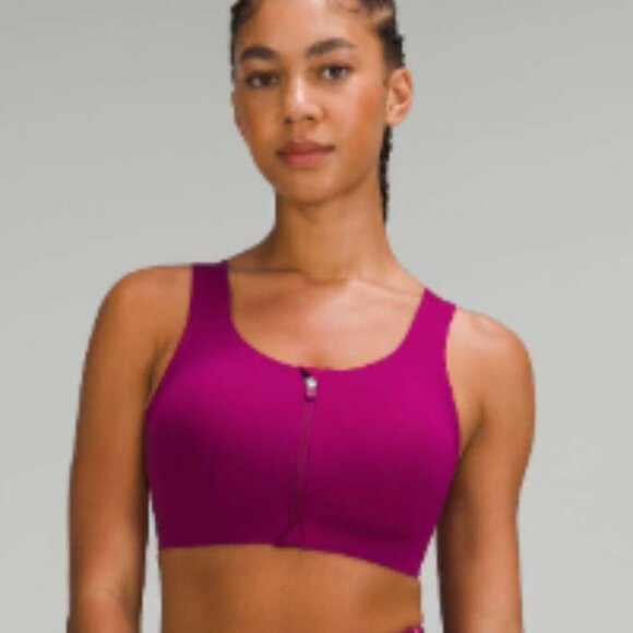 Lululemon Enlite Front-Zip Bra Size 32DD Pomegranate POME High Impact Running - Picture 1 of 10